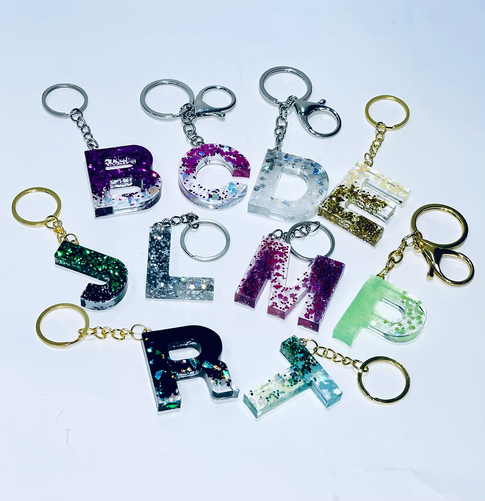Handmade epoxy resin letter keychains