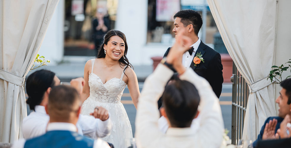 Newly weds grand entrance at Villa and Vine in Santa Barbara shot by Alvis Pham Photography, Orange County California Wedding Photographer