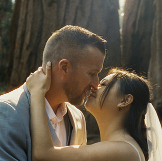 Couple about to kiss after elopement at Sequoia National Park by Alvis Pham Photography, Orange County California Wedding Photographer
