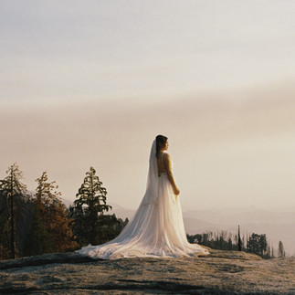 Bride solo portrait for elopement at Sequoia National Park by Alvis Pham Photography, Orange County California Wedding Photographer