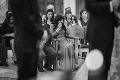 Family cries during wedding church ceremony shot by Paper Birch Collective, California Wedding Photographer in Orange County