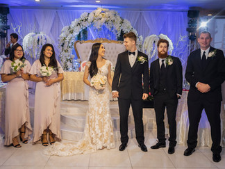 Newly weds look at each other at Wedding reception shot by Paper Birch Collective, California Wedding Photographer in Orange County