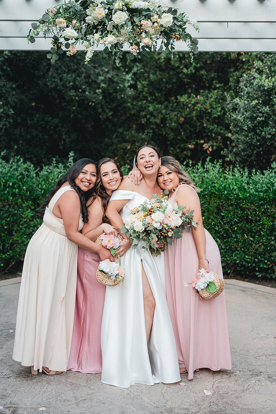 Bride with bridesmaids after the ceremony shot by Alvis Pham Photography, Orange County California Wedding Photographer, at Sierra La Verne by Wedgewood Weddings