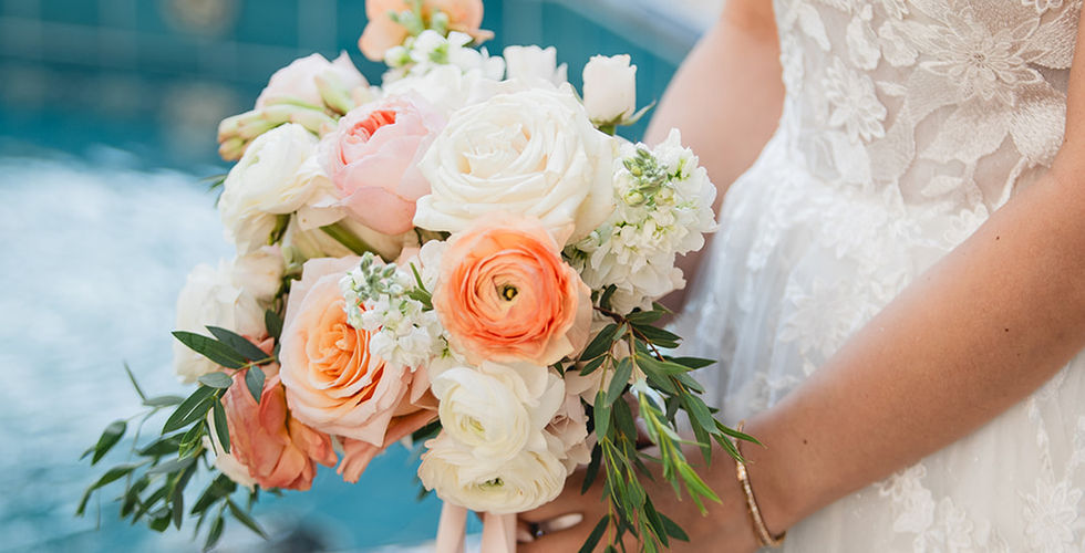 Close up of bride's bouquet at Villa and Vine in Santa Barbara shot by Alvis Pham Photography, Orange County California Wedding Photographer