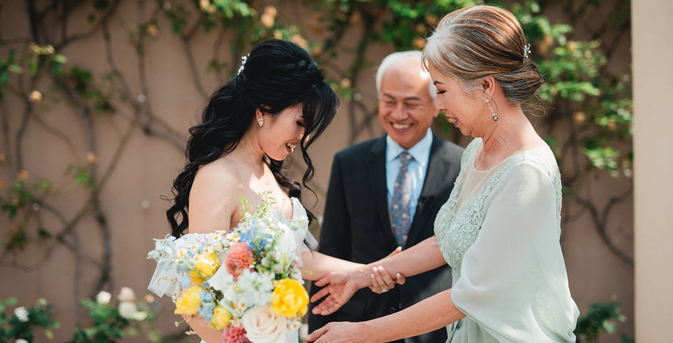 Bride and mother during first look at Aliso Viejo by Wedgewood Weddings by Alvis Pham Photography, Orange County California Wedding Photographer