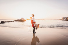 Sunset golden hour bride and groom portriat at newport beach by Paper Birch Collective, California Wedding Photographer in Orange County