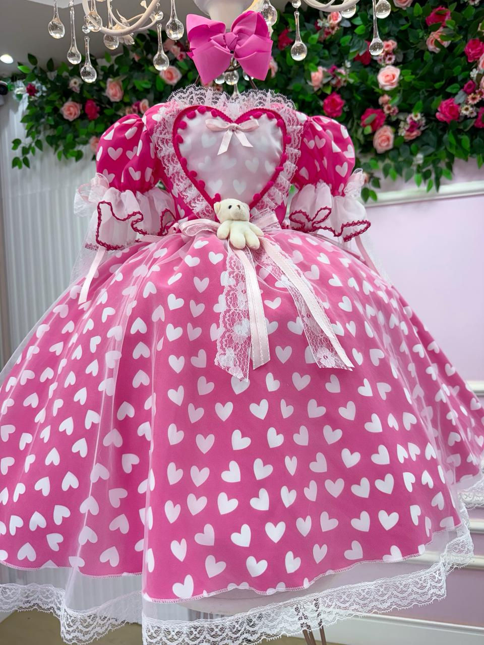 Miniatura: Vestido Marie Junino Luxo Ursinho do Sertão Pink