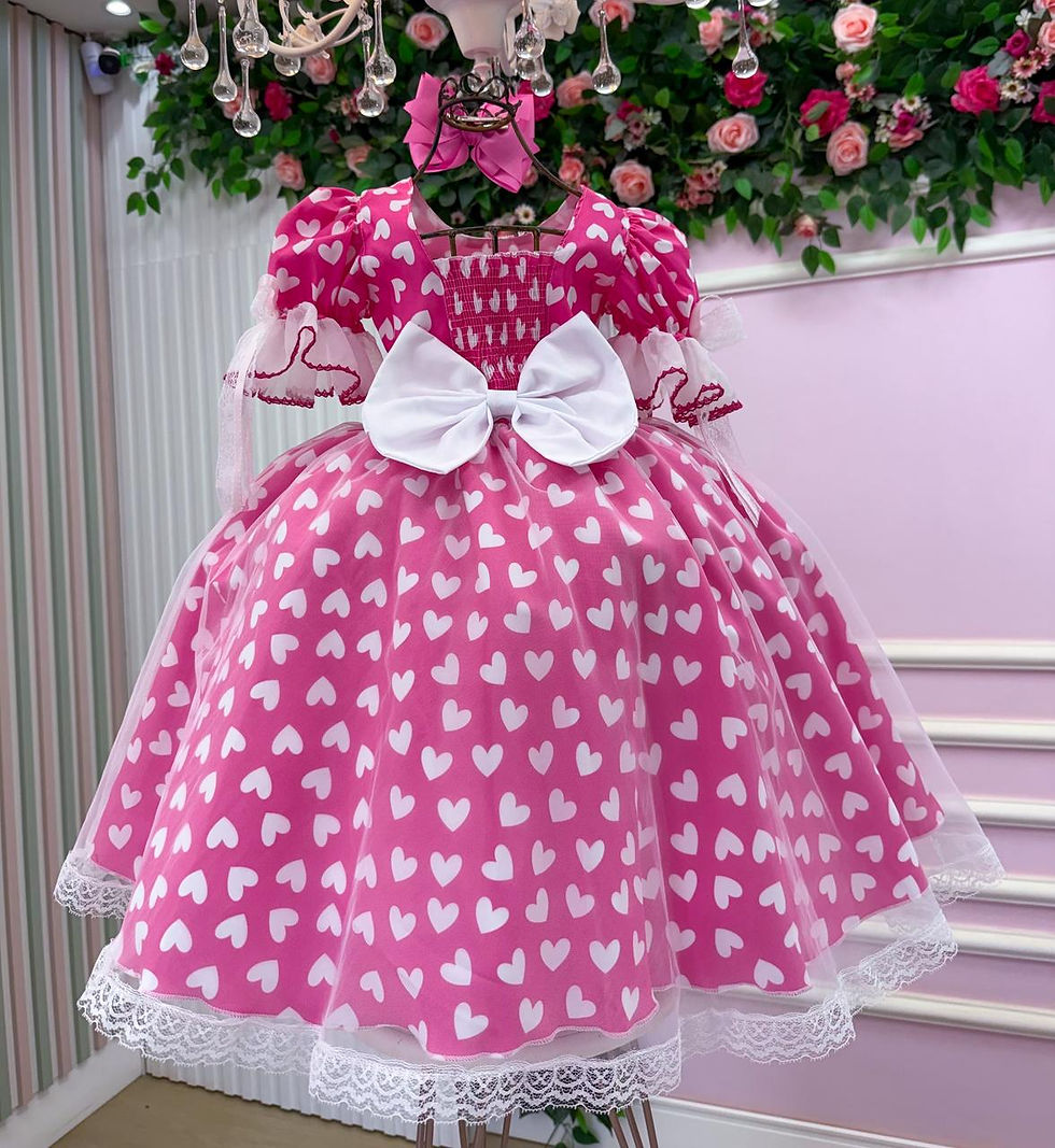 Miniatura: Vestido Marie Junino Luxo Ursinho do Sertão Pink