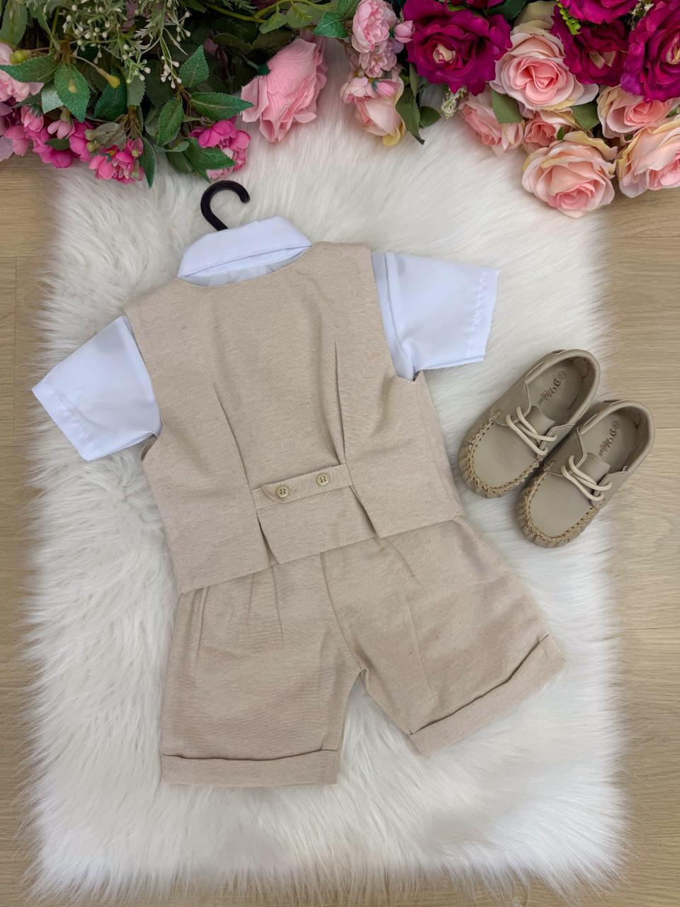 Miniatura: Conjunto Social Miss Cherry Leandro Colete Linho