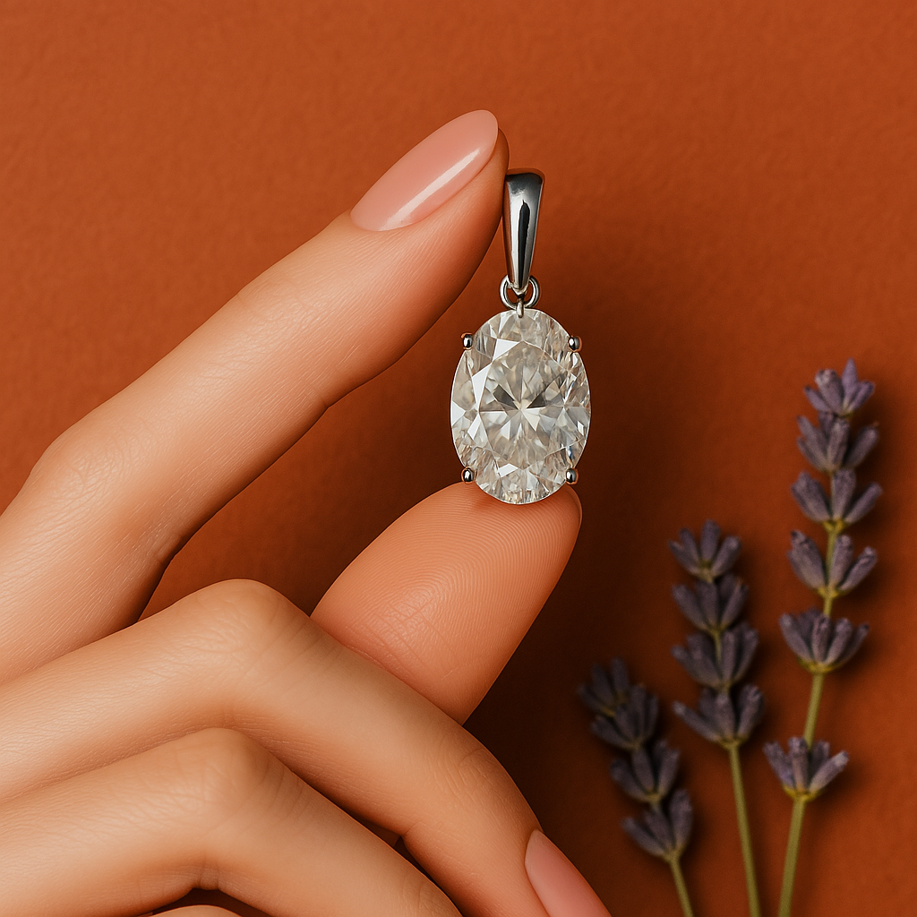 Oval cut solitaire pendant