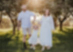 a family in an orchard