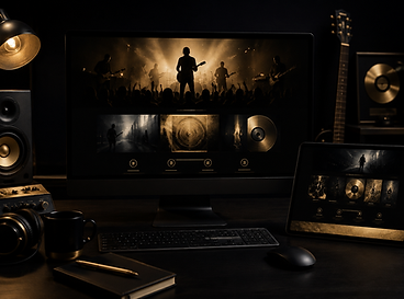 Band and musician website design on desktop