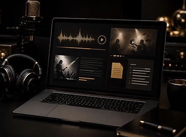 Band website showing music, video and live dates