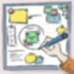 Eine Hand, die auf einer Magnetwand zwei von vielen Zetteln einkreist