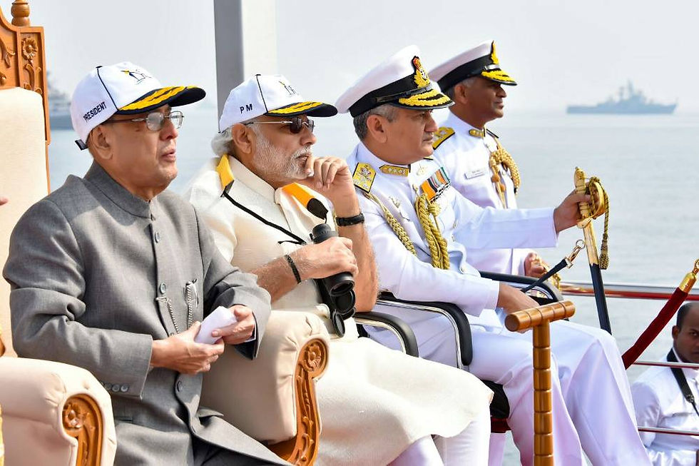 President of India Pranab Mukherjee and Prime Minister of India Narendra Modi on the Presidential Yacht at IFR 2016