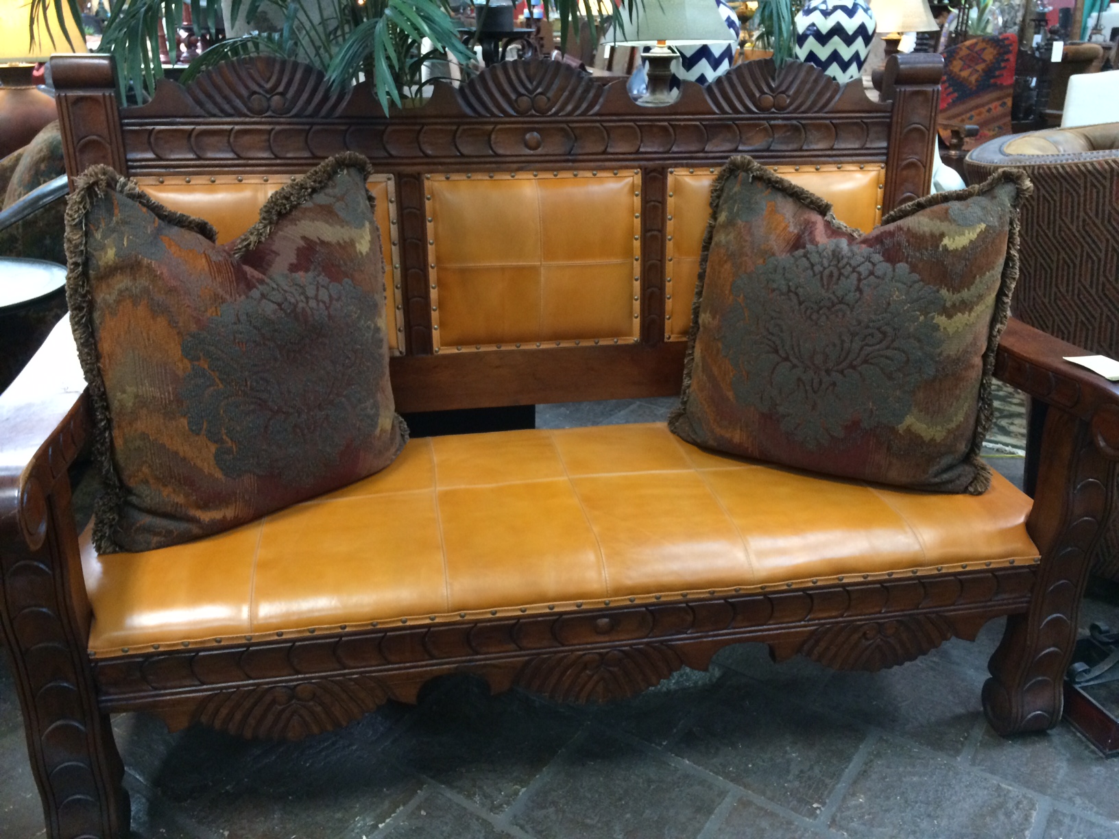 Tuscan Leather Bench
