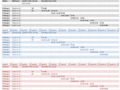 Nachprüfungen 2020 Zeitraster und Informationen
