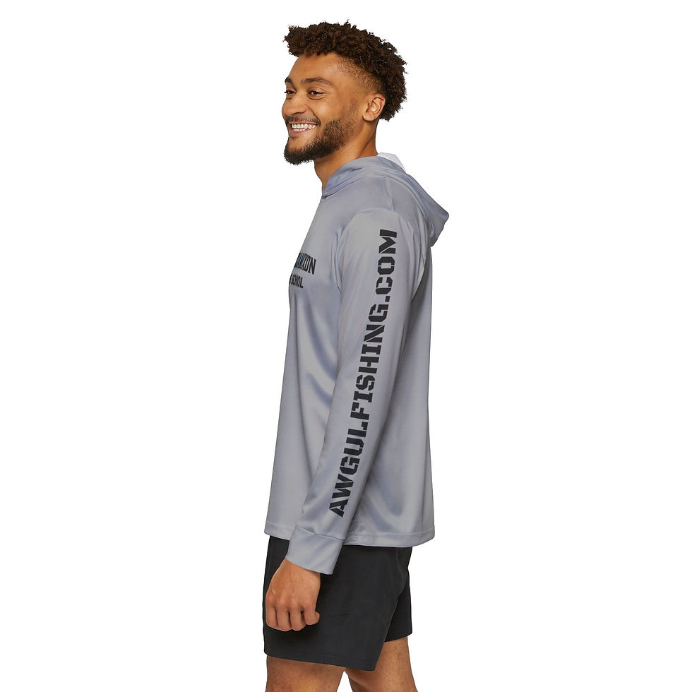 Thumbnail: Lake Nockamixon Fishing School Performance Long Sleeve Hoodie: Light Grey