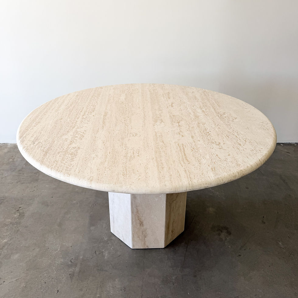 Thumbnail: Vintage 1970s Travertine Stone Round Dining Table 