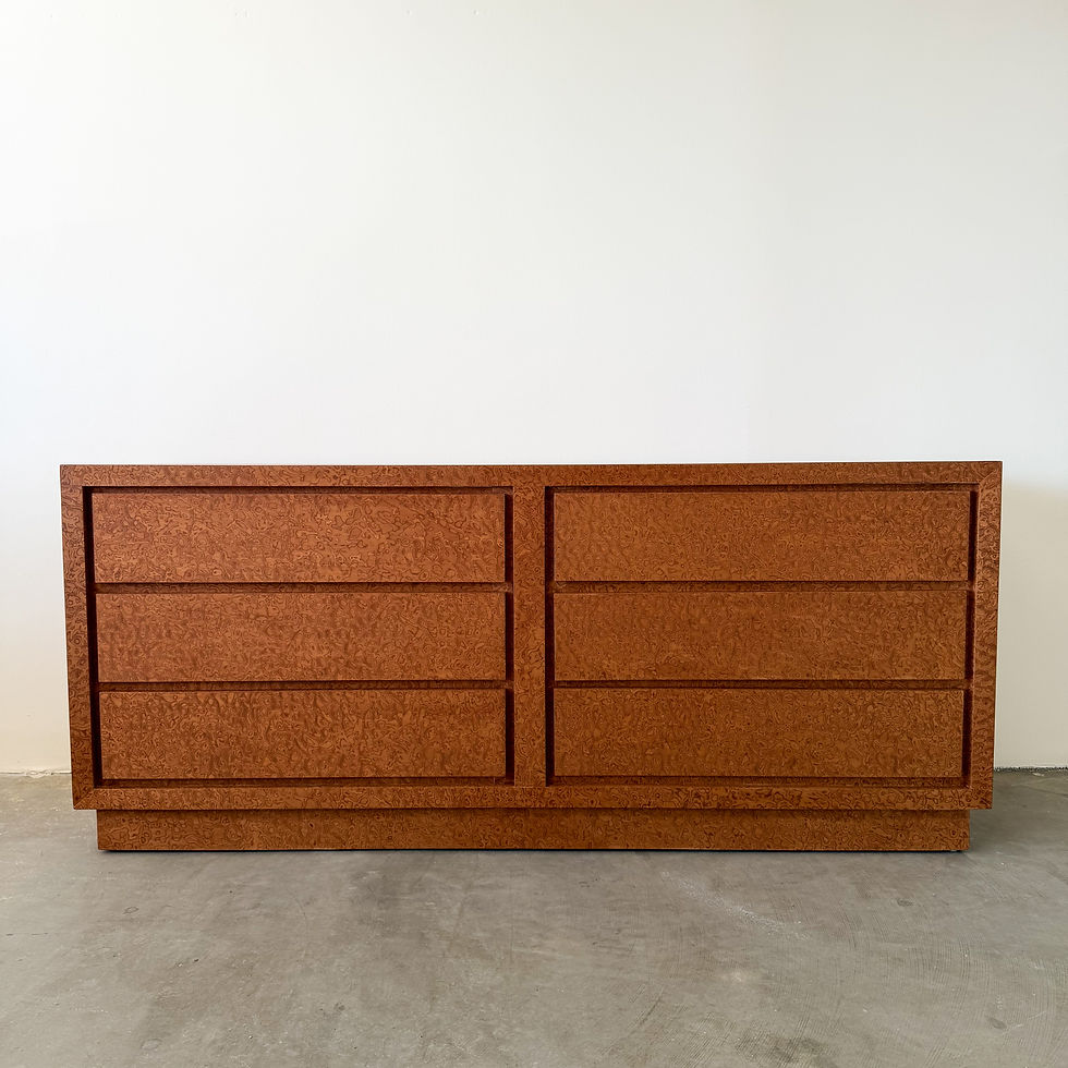 Thumbnail: Vintage Postmodern Caramel Burlwood Veneer Dresser
