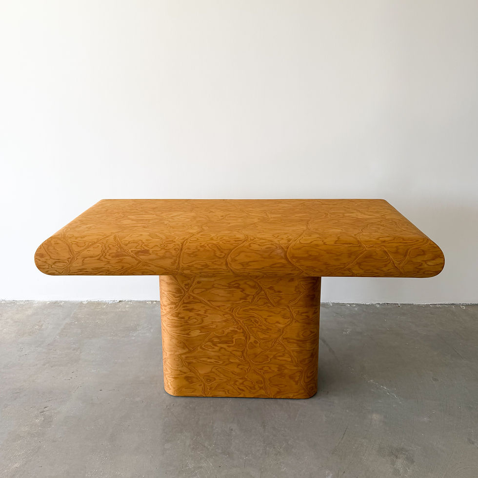 Thumbnail: Vintage 1980s Postmodern Bullnose Caramel Veneer Console 