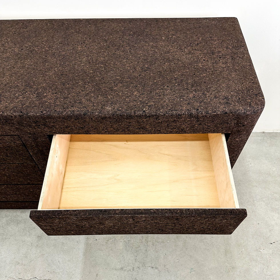 Thumbnail: Vintage 1970s Rounded Edge Chocolate Brown Cork Dresser 