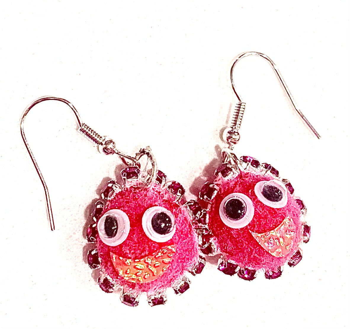 Small(ish) Rose-Colored Pom Earrings