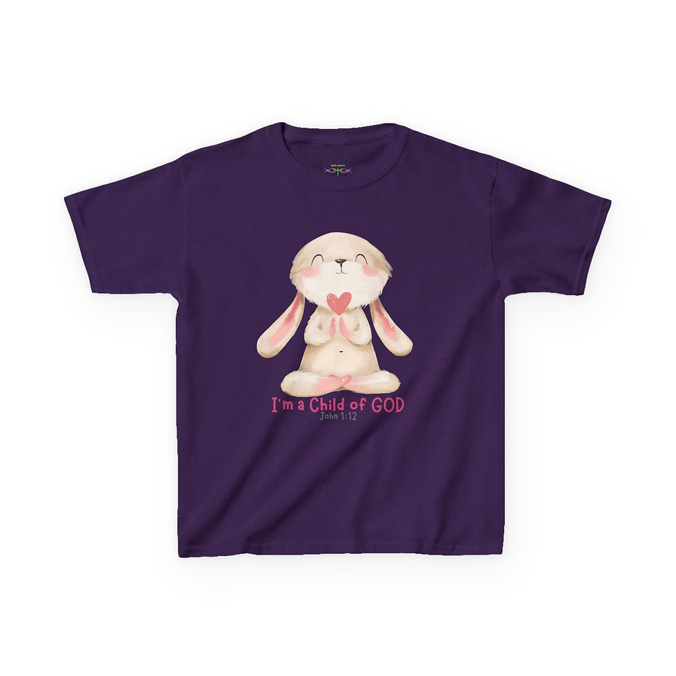 Thumbnail: Adorable Child of God Bunny Tee with Scripture Bible Verse heavy cotton tee