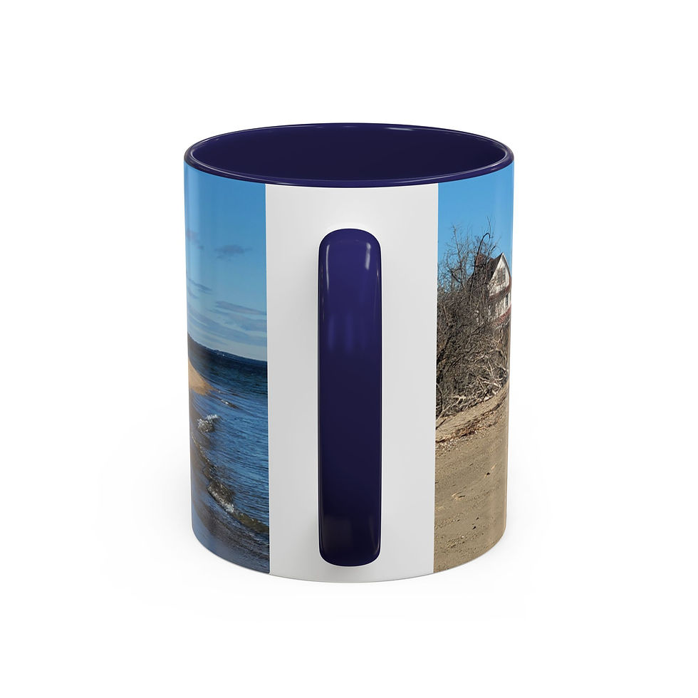 Thumbnail: Mug with Lighthouse Beach Scene Scripture Bible Verse Word of God Psalm 46:1