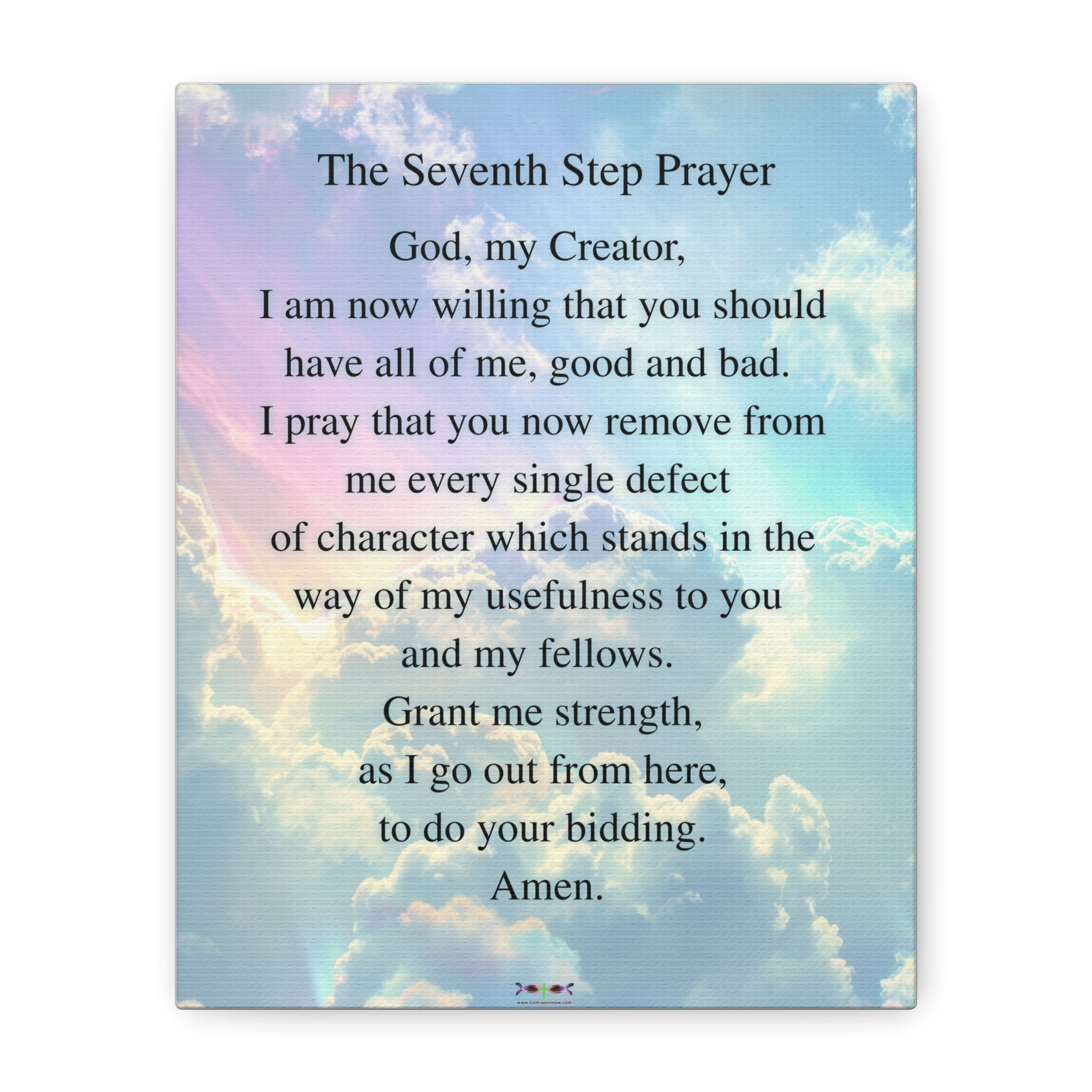 AA Seventh Step Prayer Canvas Wall Art — Inspirational Serenity Religious Quote