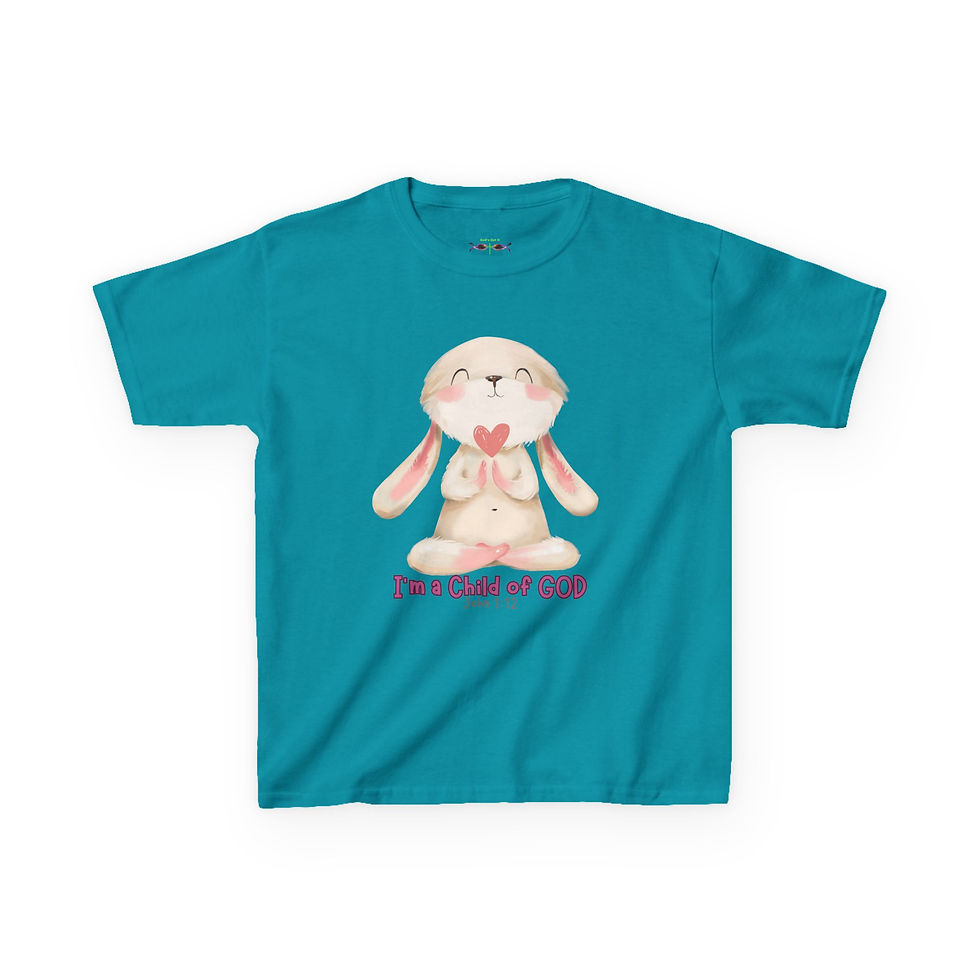 Thumbnail: Adorable Child of God Bunny Tee with Scripture Bible Verse heavy cotton tee