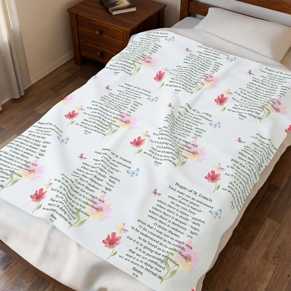 Thumbnail: Velveteen Plush Blanket — Floral Prayer of St. Francis Keepsake Throw
