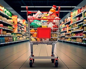 carro de supermercado repleto de productos