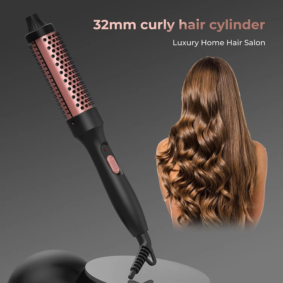 Thumbnail: PTC Heated Curling Iron Brush 32mm Thermal Round Brush Anti Scald Hair Styler Vo
