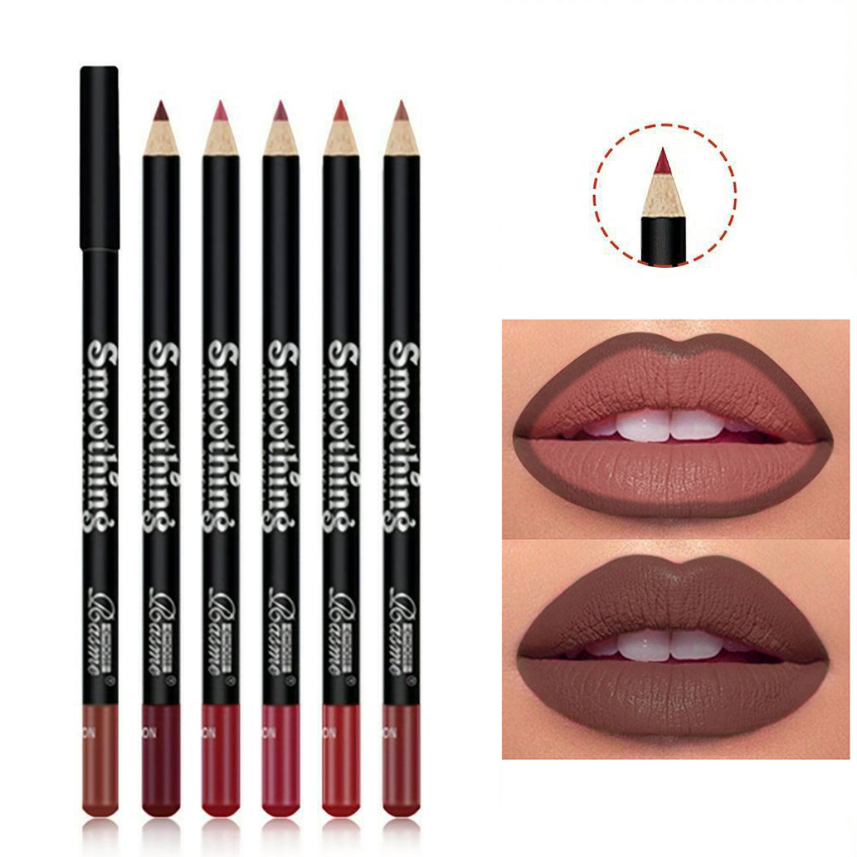 6-Color Waterproof Matte Lip Liner - Long-Lasting, Non-Transfer Formula, Matte F