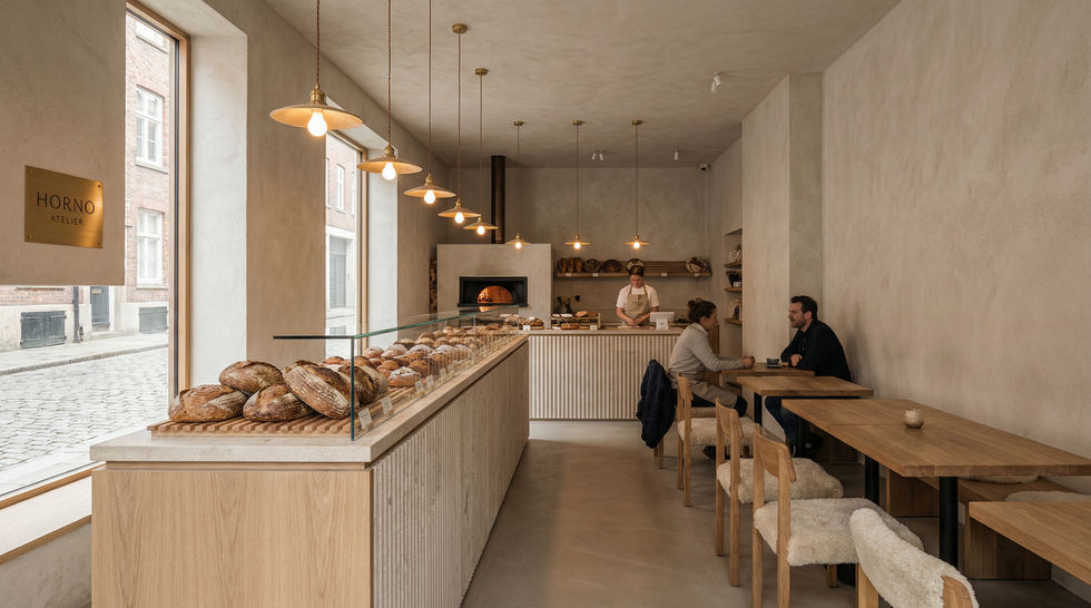 Panadería con cafetería, con un toque Atelier, en Valencia.
