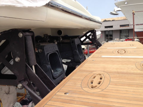 Luxury yacht with teak swim platform 