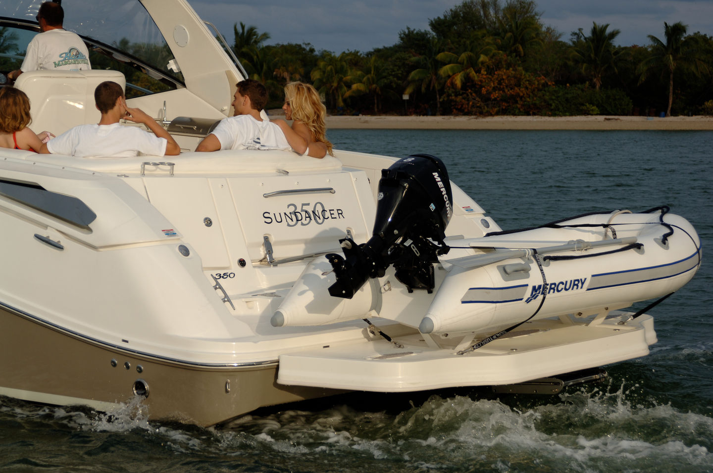 Sunseeker 350 motorboat with inflatable tender