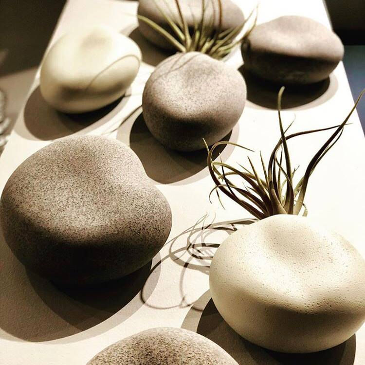 Thumbnail: Three "River Rock" Wall Vases - Gray