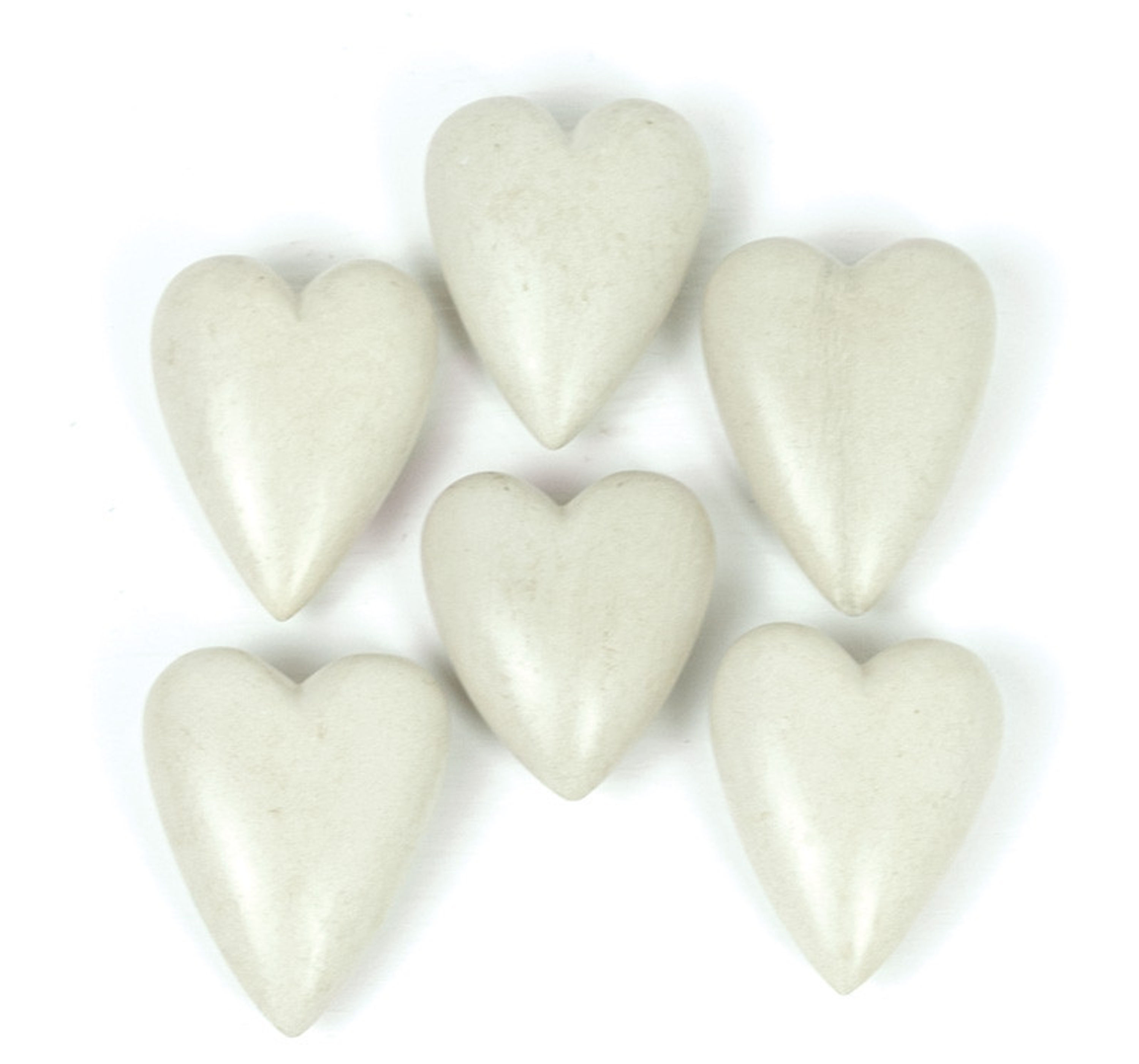 Set of Twelve Light Gray Stone Hearts