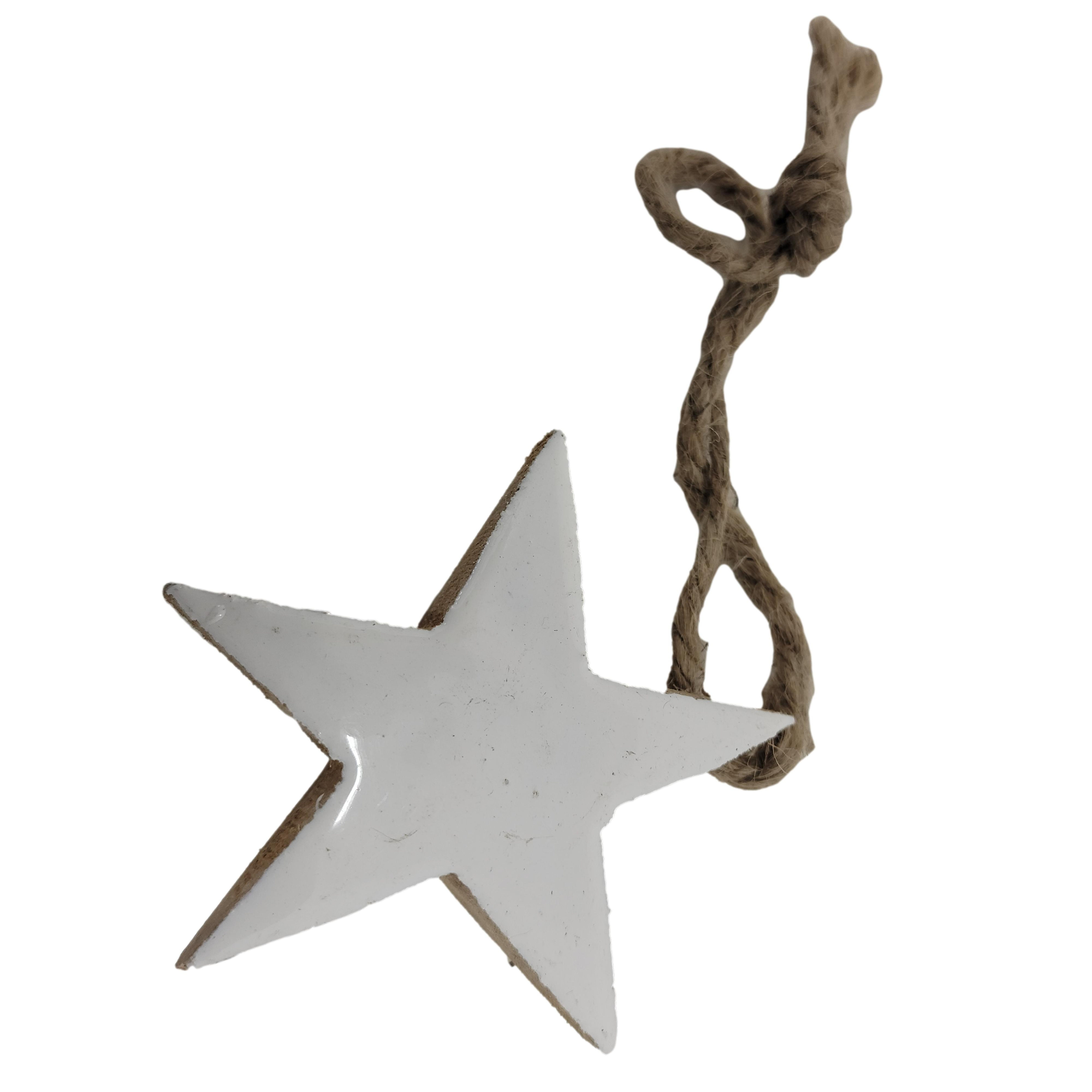 Rustic Wood Star Ornament - White