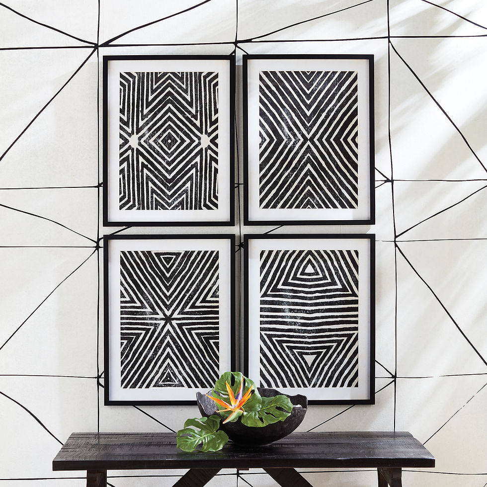 Thumbnail: Four Geometric Wood Block Prints
