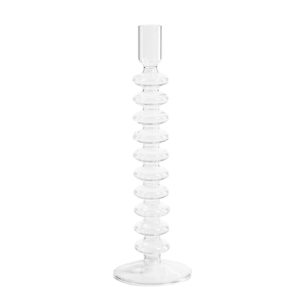 Thumbnail: Ribbed Glass Candleholder Pair