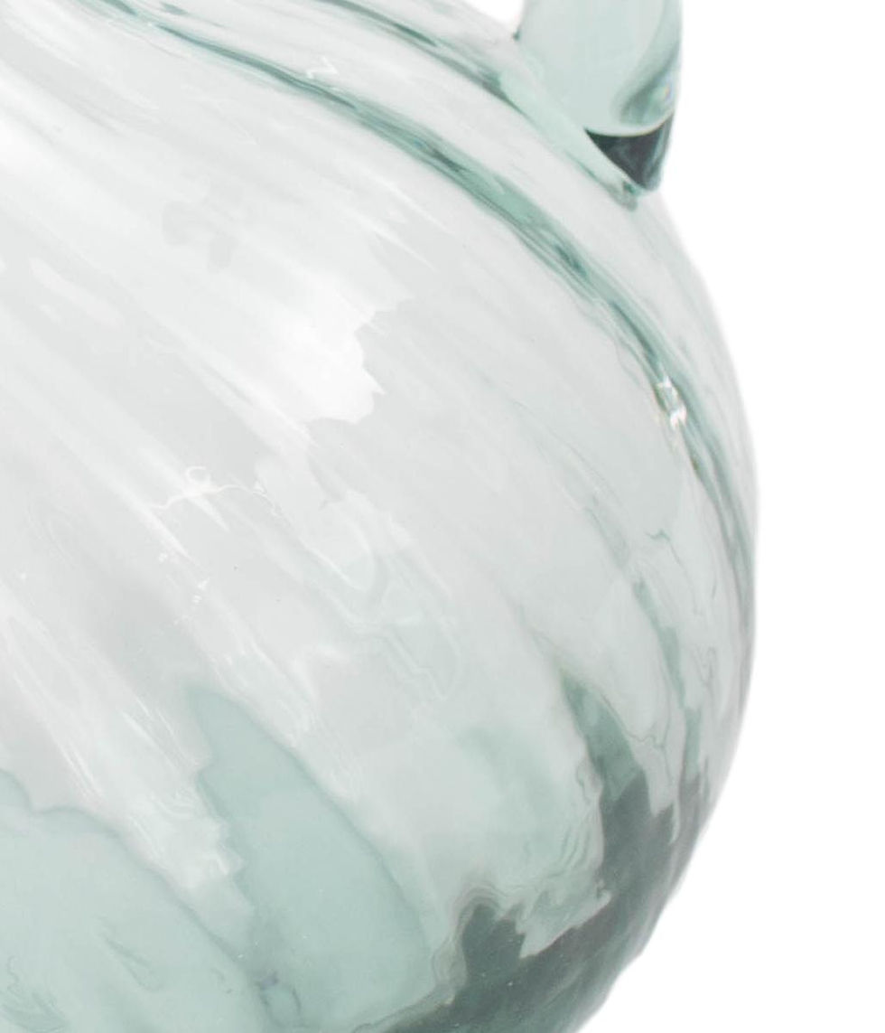 Thumbnail: Ribbed Glass Tilted Hand Blown Water Carafe