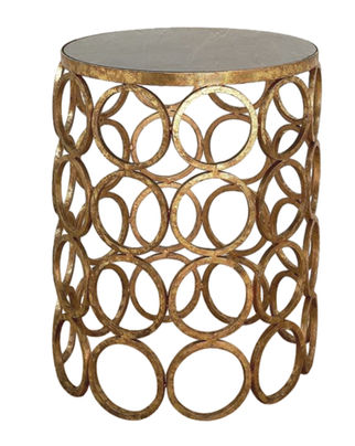 "Golden Rings" Accent Table - Granite Top