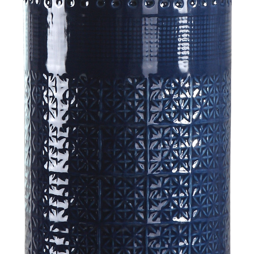 Thumbnail: Embossed Pattern Indigo Dark Blue Table Lamp