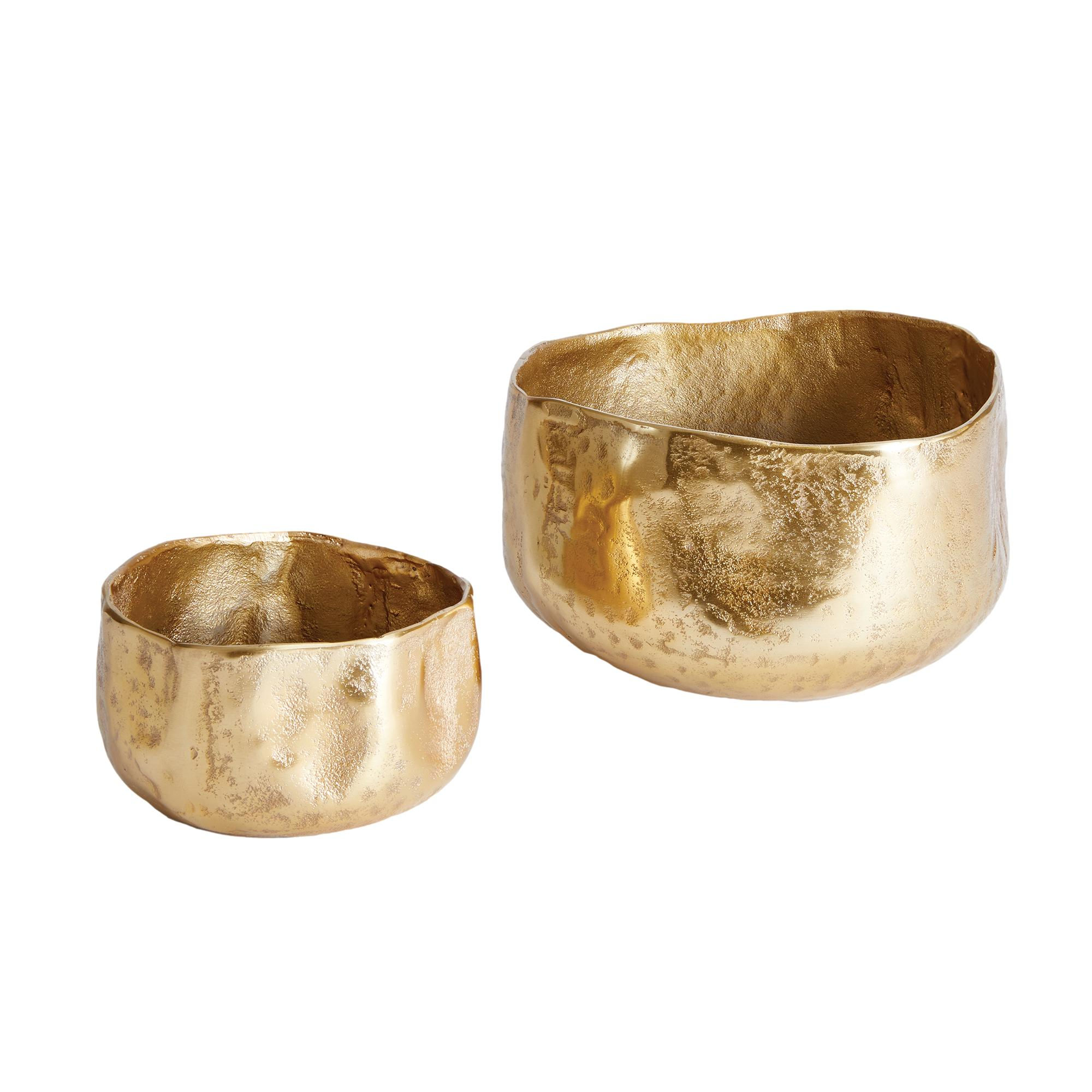 Two Freeform Textured Gold Cachepots