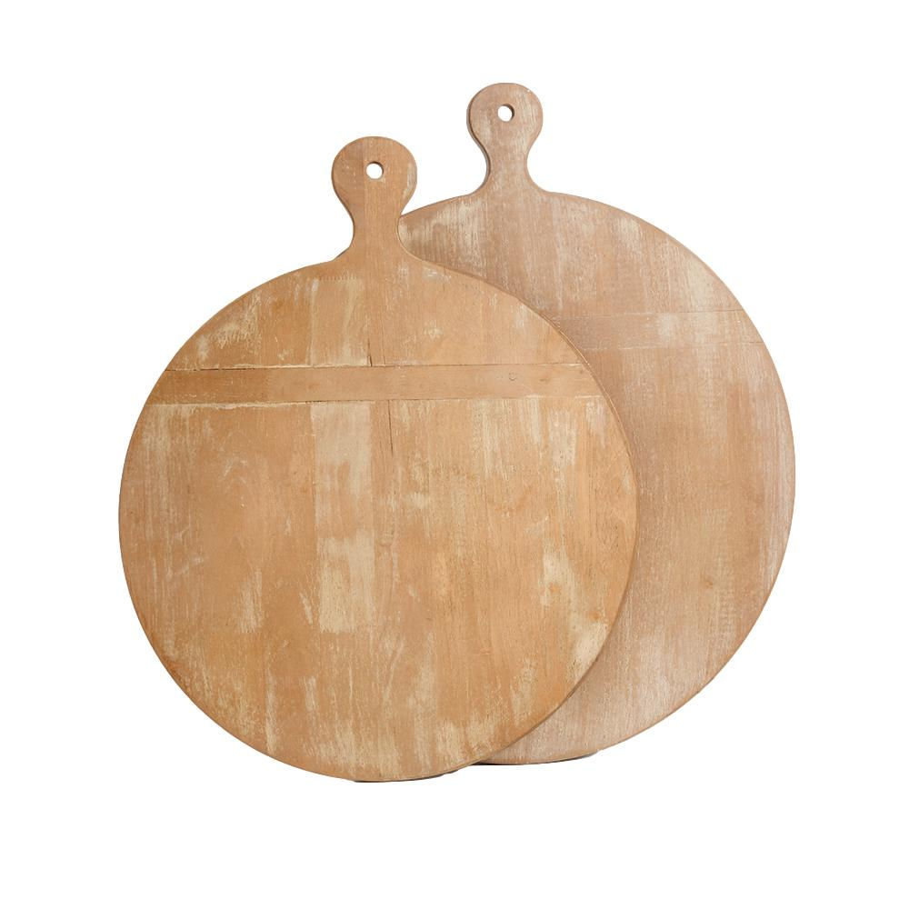 Two Whitewashed Wood Cutting Boards - Round
