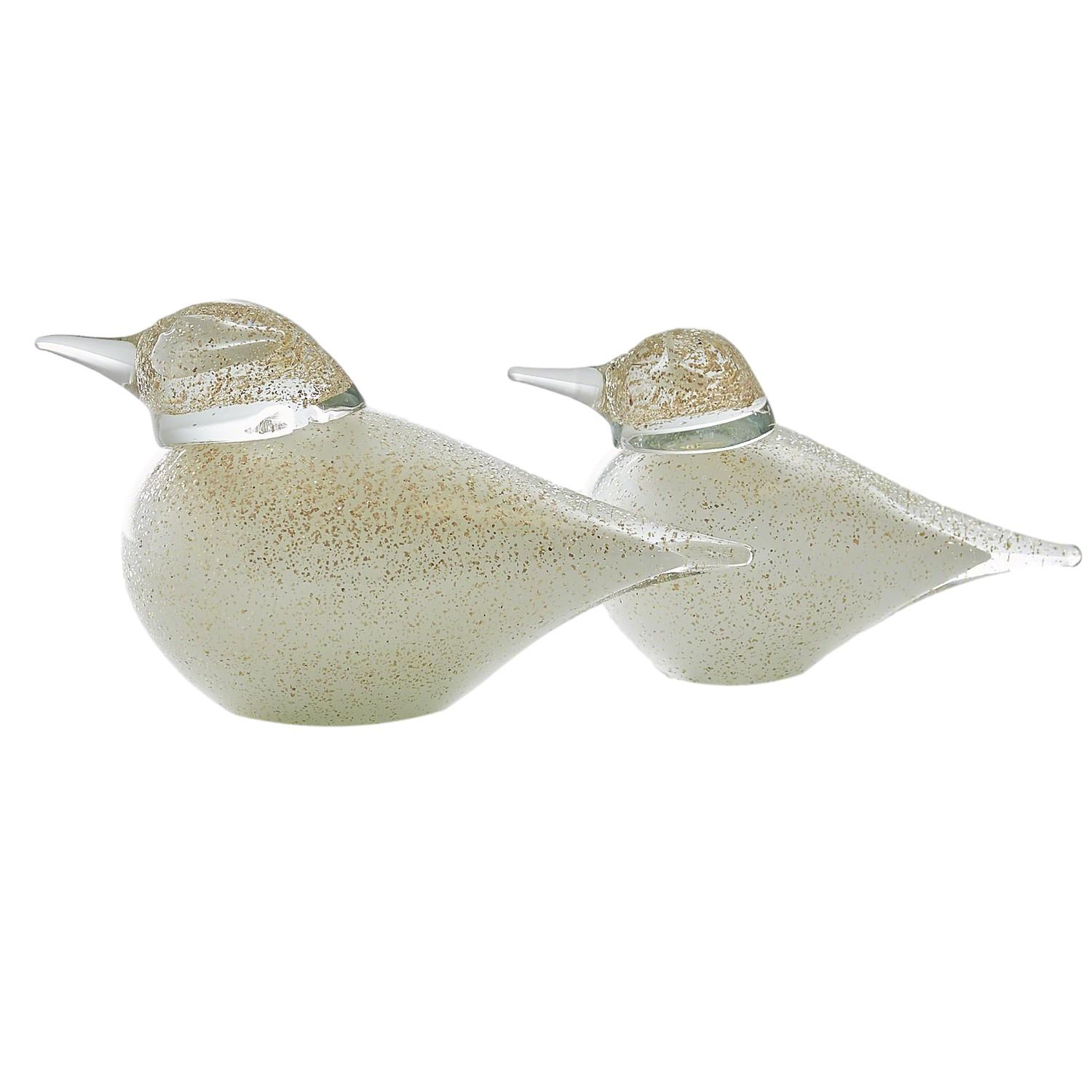 Gold Flecked Granilla Art Glass Birds
