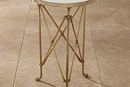 Thumbnail: "Metropolitain" Accent Table - Brass and White Marble